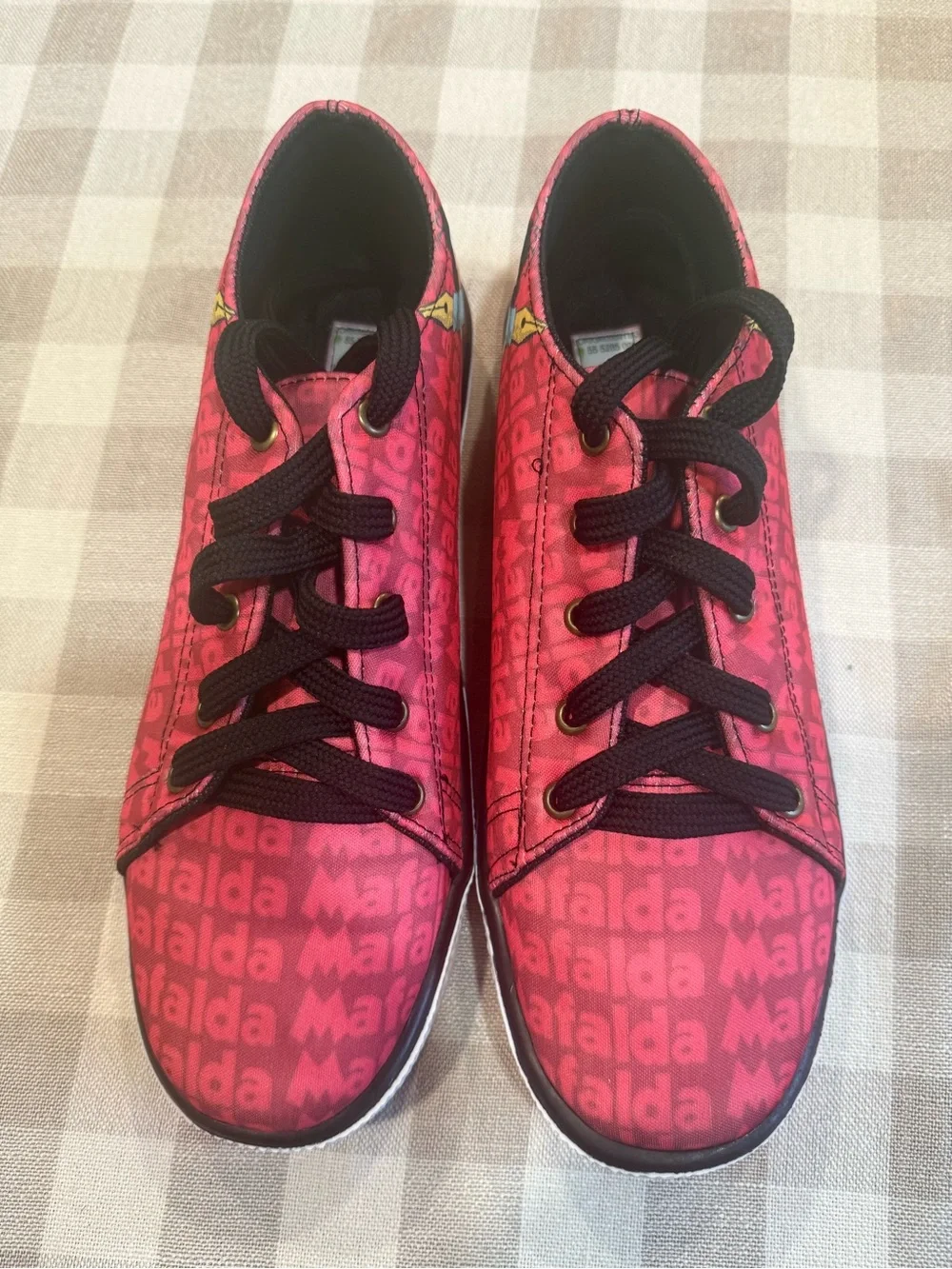 Women’s Red Mafalda Character Sneakers, Size 10.5